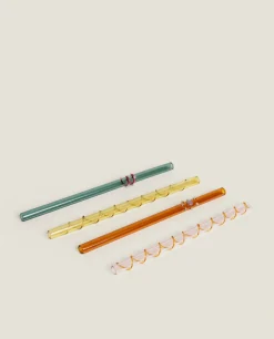 Borosilicate Glass*ZARA Home Set Of Borosilicate Glass Straws Ocher
