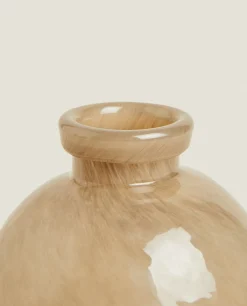 Vases*ZARA Home Shiny Glass Vase Beige