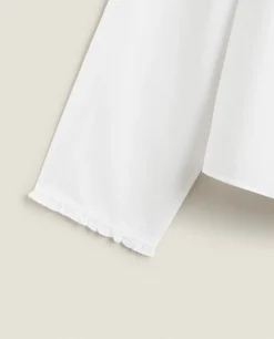 Pajamas*ZARA Home Shirt With Lace Trim & Ruffles White