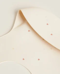 Mealtime*ZARA Home Silicone Heart Print Bib Pink