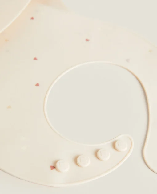 Mealtime*ZARA Home Silicone Heart Print Bib Pink