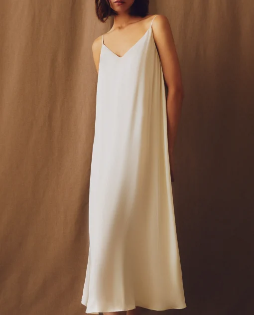 Nightdresses*ZARA Home Silk Nightgown Cream
