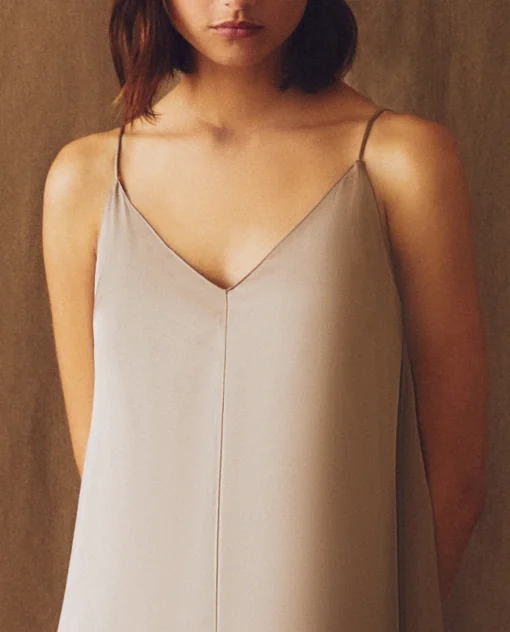 Nightdresses*ZARA Home Silk Nightgown Taupe