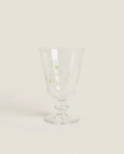 Glasses And Flutes*ZARA Home Silk Screen Wine Glass Green