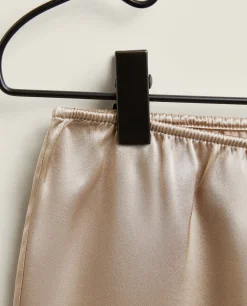 Pajamas*ZARA Home Silk Shorts Taupe