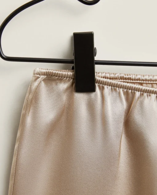 Pajamas*ZARA Home Silk Shorts Taupe