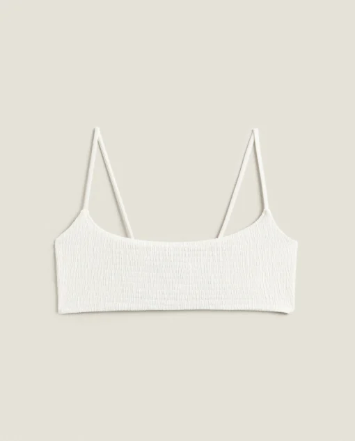 Beachwear*ZARA Home Smocked Bikini Top Cream