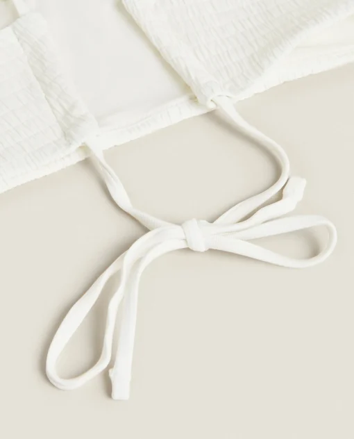 Beachwear*ZARA Home Smocked Bikini Top Cream