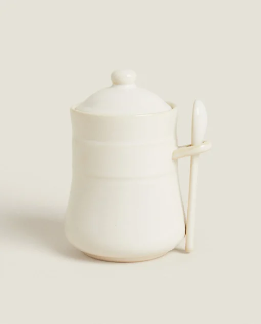 Kitchen Accessories*ZARA Home Stoneware Jam Jar Cream