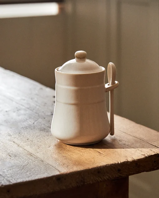Kitchen Accessories*ZARA Home Stoneware Jam Jar Cream