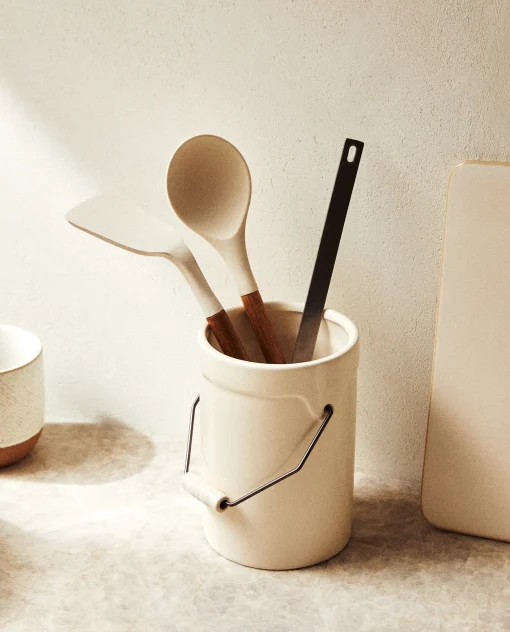 Kitchen Utensils*ZARA Home Stoneware Utensil Holder Cream