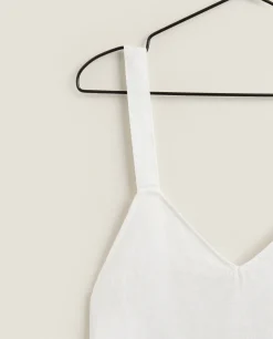 Nightdresses*ZARA Home Strappy Linen Nightgown Cream