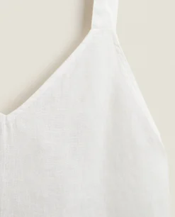 Nightdresses*ZARA Home Strappy Linen Nightgown Cream