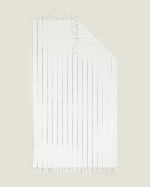 Beachwear*ZARA Home Striped Beach Towel Ecru/Black