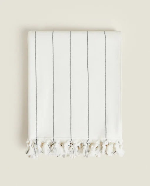 Beachwear*ZARA Home Striped Beach Towel Ecru/Black
