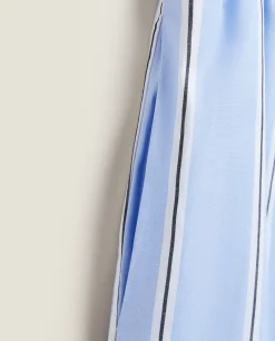Man*ZARA Home Striped Cotton Pants Blue