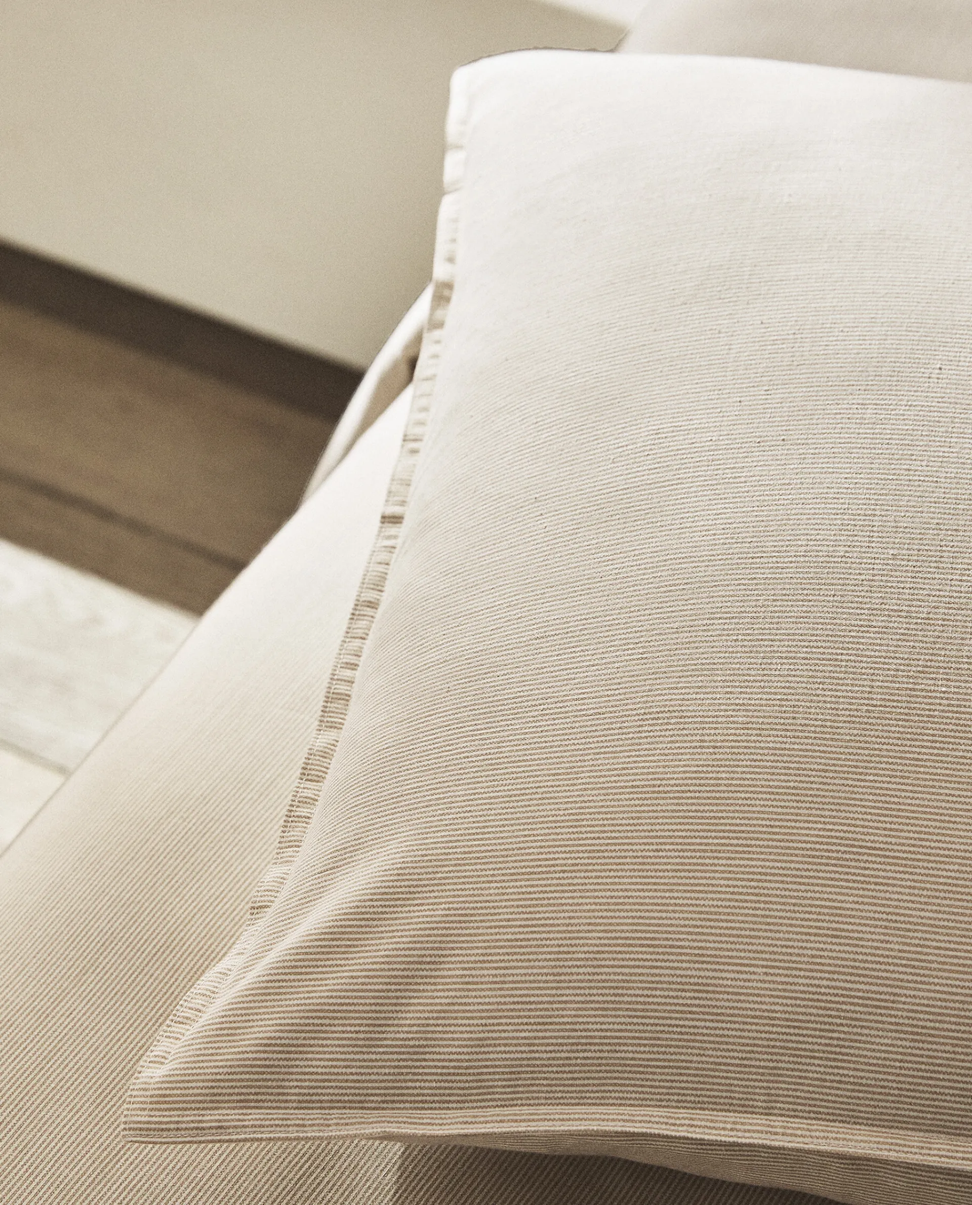 Pillowcases*ZARA Home Striped Cotton Pillowcase Sand