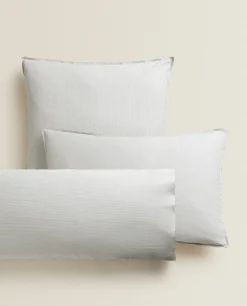 Pillowcases*ZARA Home Striped Cotton Pillowcase Grey