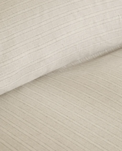 Duvet Covers*ZARA Home Striped Flannel Duvet Cover Sand