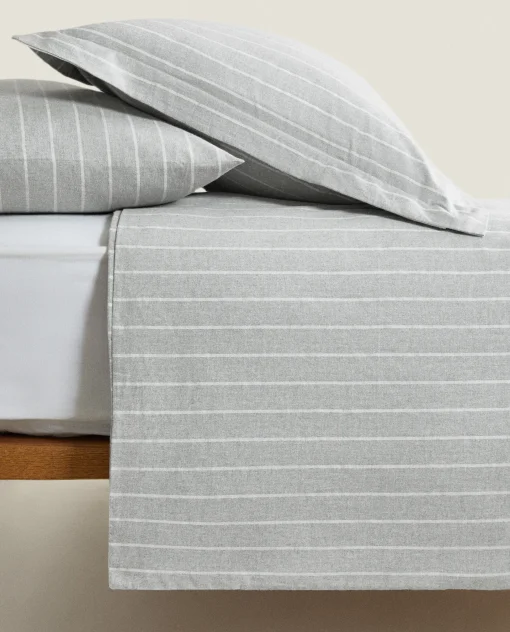 Duvet Covers*ZARA Home Striped Flannel Duvet Cover Grey
