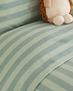 Duvet Covers*ZARA Home Striped Flannel Duvet Cover Green