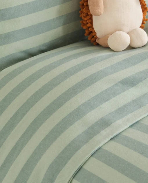 Duvet Covers*ZARA Home Striped Flannel Duvet Cover Green