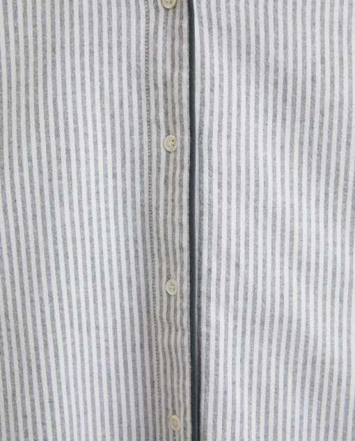 Pajamas*ZARA Home Striped Flannel Pajama Top Grey