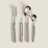 Cutlery*ZARA Home Striped Flatware Set (4 Pieces) Black/Ecru