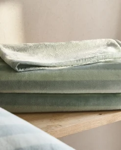 Blankets*ZARA Home Striped Fleece Blanket Green