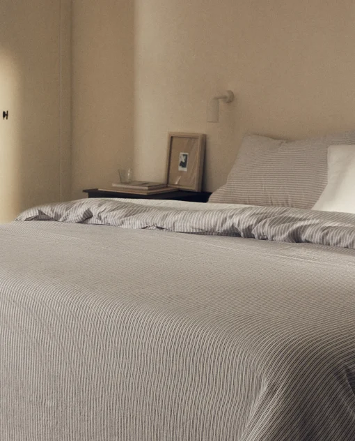 Duvet Covers*ZARA Home Striped Linen Duvet Cover Blue