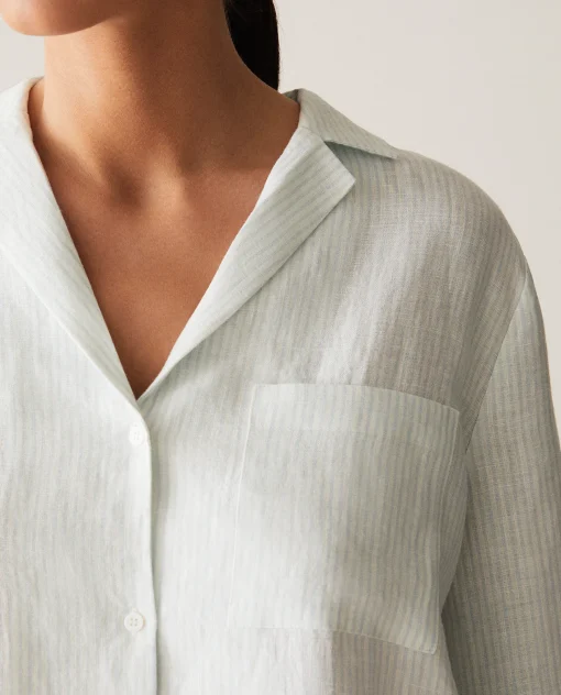 Pajamas*ZARA Home Striped Linen Shirt Blue