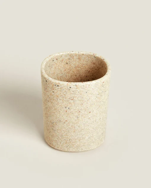 Glasses*ZARA Home Striped Resin Tumbler Beige