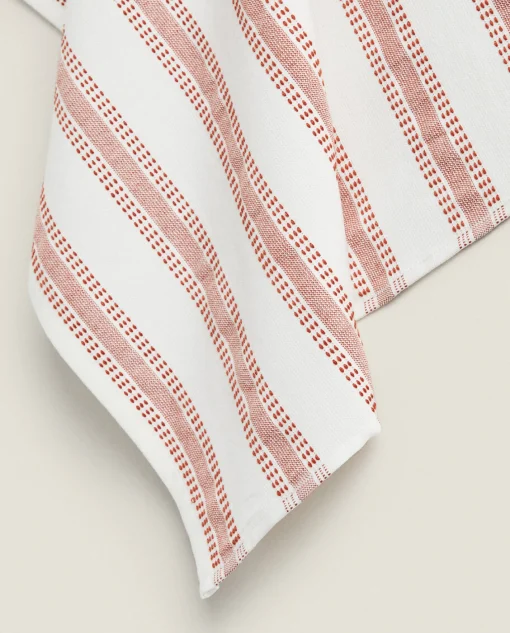 Kitchen Towels, Aprons And Bags*ZARA Home Striped Terrycloth Kitchen Towel Copper