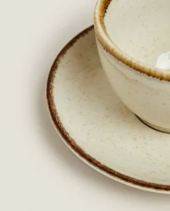 Mugs*ZARA Home Teacup With Rim Detail Ecru