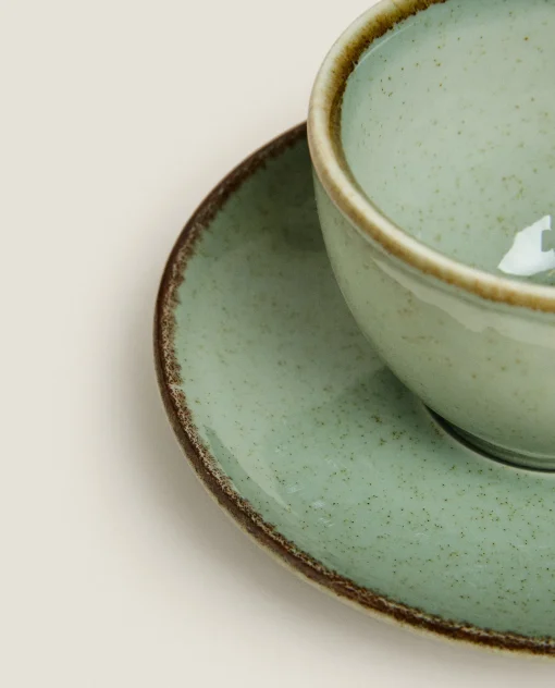 Mugs*ZARA Home Teacup With Rim Detail Green