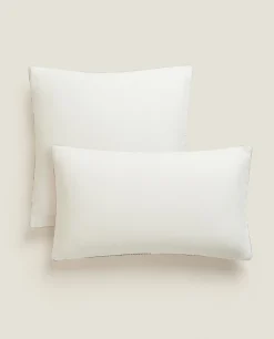 Solid*ZARA Home Throw Pillow Cover With Backstitching White