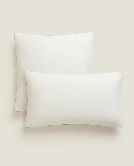 Solid*ZARA Home Throw Pillow Cover With Backstitching White