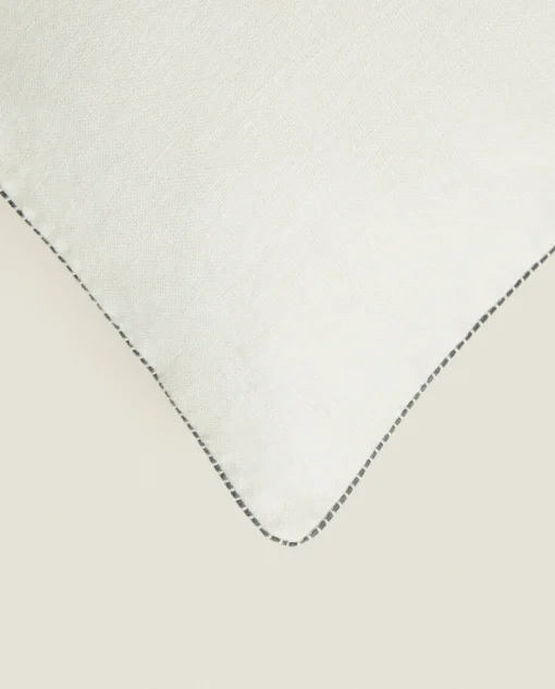 Solid*ZARA Home Throw Pillow Cover With Backstitching White