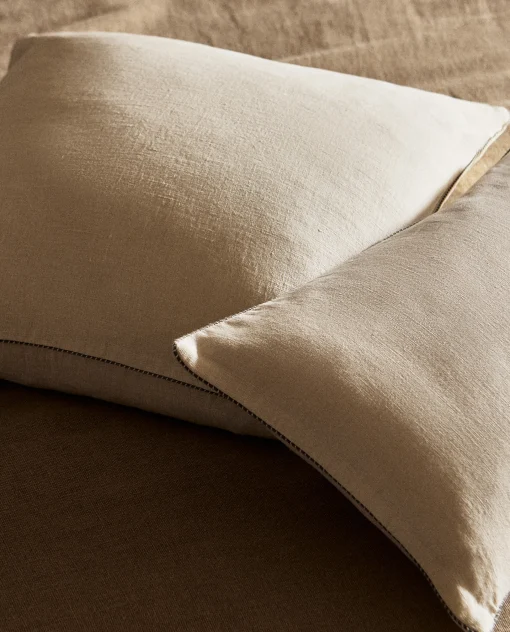 Solid*ZARA Home Throw Pillow Cover With Backstitching White