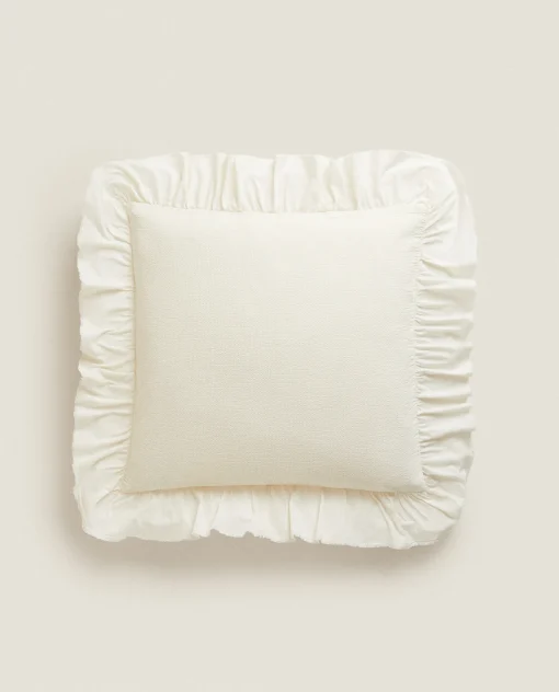 Bedspreads*ZARA Home Throw Pillow With Ruffle Trim Cream