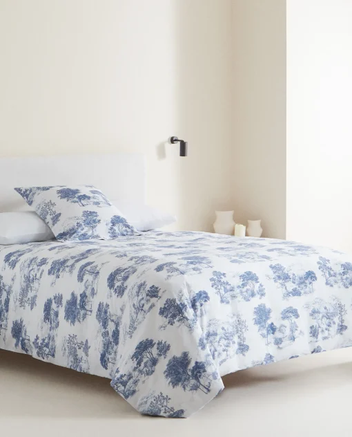 Flat Sheets*ZARA Home Toile De Jouy Flat Sheet Blue