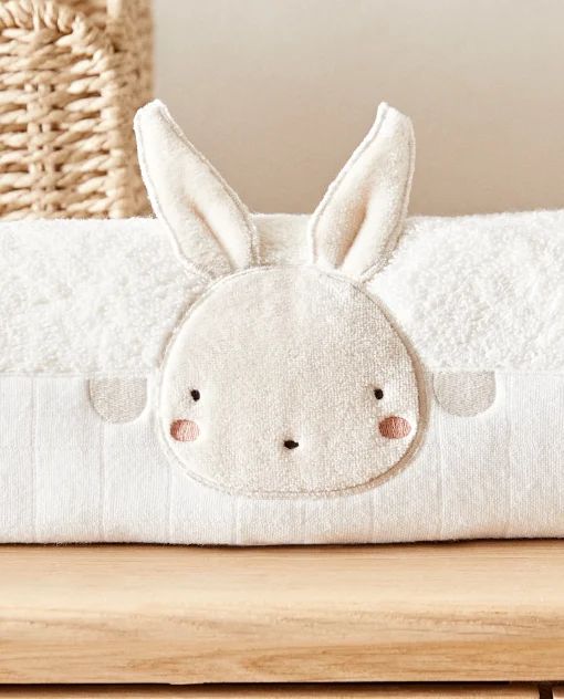 Bathroom*ZARA Home Towel With Bunny Applique Cream
