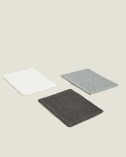 Cleaning*ZARA Home Waffle Mini Kitchen Towel (Pack Of 3) Grey