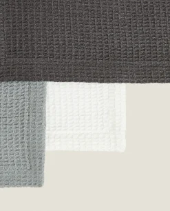 Cleaning*ZARA Home Waffle Mini Kitchen Towel (Pack Of 3) Grey