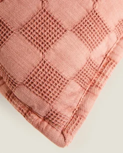 Throw Pillows*ZARA Home Waffle-Knit Throw Pillow Cover Light Red