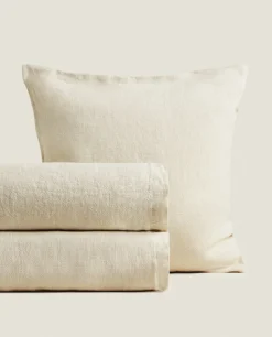 Bedspreads*ZARA Home Washed Linen Bedspread (400 Gsm) Sand