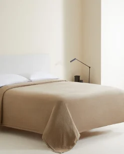 Bedspreads*ZARA Home Washed Linen Bedspread (400 Gsm) Taupe