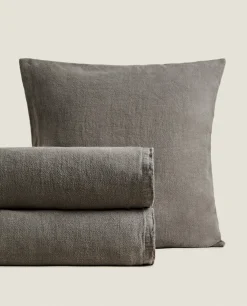 Bedspreads*ZARA Home Washed Linen Bedspread (400 Gsm) Grey