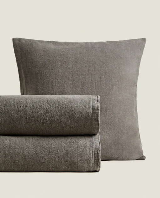 Bedspreads*ZARA Home Washed Linen Bedspread (400 Gsm) Grey