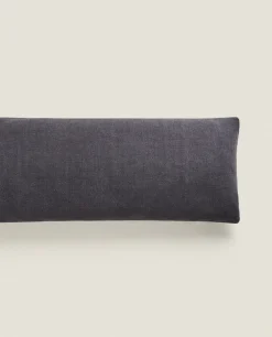Solid*ZARA Home Washed Linen Throw Pillow Cover Mid-Blue